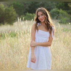 White Floral Tie Strap Dress